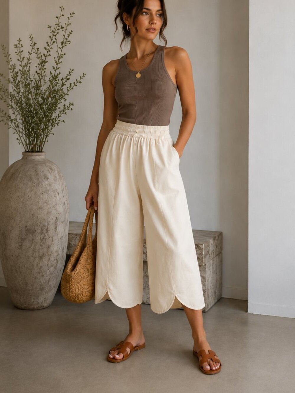 Once Upon A Time Cream Balloon Leg Pull-On Pants | Elastic Waist | Avant-Garde